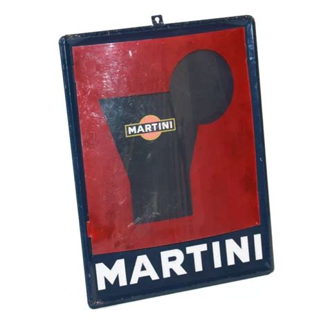 PRÉSENTOIR AFFICHAGE PLAQUE publicitaire Martini en tôle lithographiée