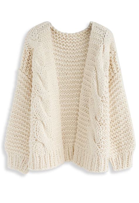 Good To Be Chunky Knit Cardigan In Cream Retro Indie And Unique Fashion