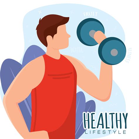 Isolated cute boy healthy abstract character doing weight lifting