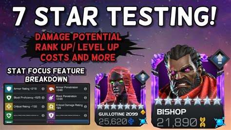 Testing 7 Star Champions Damage Stat Focus Level And Rank Up Costs