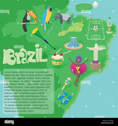 Mapa De Brasil Concepto Estilo De Dibujos Animados Imagen Vector De