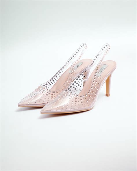 POG NUDE PERSPEX EMBELLISHED SLING BACK PUMPS Debrasgrace