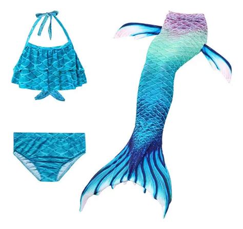 Kit Cola De Sirena Con Bikini Monoaleta Infantil Meses Sin Inter S
