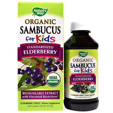 Nature's Way, Organic Sambucus for Kids, Standardized Elderberry, Berry ...