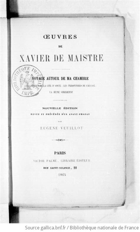 Oeuvres De Xavier De Maistre Voyage Autour De Ma Chambre Le L Preux