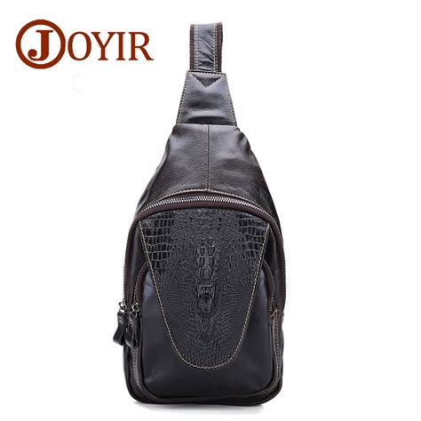 Famous Designer Genuine Leather Men Chest Pack Alligator Pattern Crossbody Chest Bag Casual