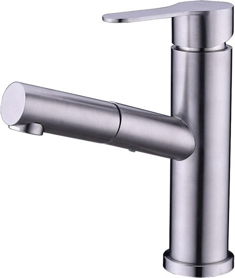 Bathroom Pull Out Faucet Single Handle Basin Mixer Tap For Hot And Cold Water Rotatable