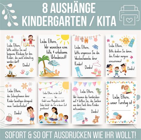 8 Aushänge Kindergarten Vorlagen Infotafel Kita PDF Kita Aushang Krippe
