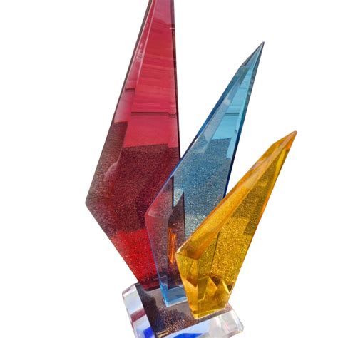 Stunning Contemporary Shlomi Haziza Large Lucite Sculpture Multi