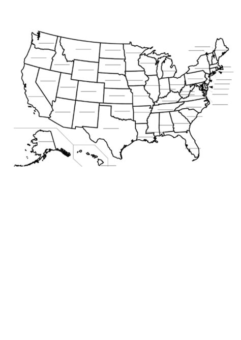 Us Map Template printable pdf download