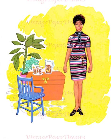 Vintage Paper Doll Printable Pdf Julia Paper Doll 60s Etsy