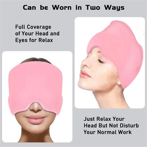 Soothing Headache Ice Pack Mask Cooling Gel Hat Face Hot And Cold Compress Head Wrap Migraine