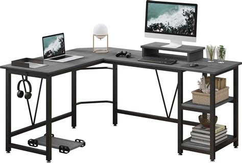 Treetalk Computer Desk L Shaped Corner Desk With Layer Storage Large