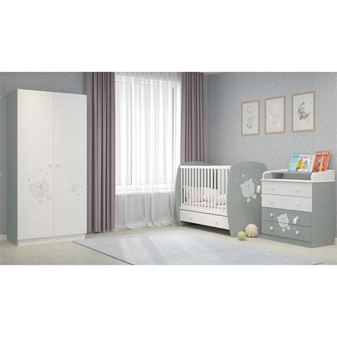 Детская кроватка Polini Kids прямоугольная без маятника серый белый ...