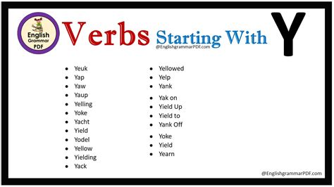 66 Examples Of Verbs That Start With Y In English • 7esl 55 Off