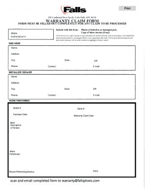 Fillable Online Customer Claim Form Jondo Global Print Supplier