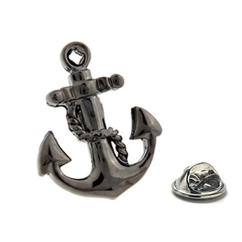 Anchor Lapel Pin Gunmetal Ocean Liner Boat Anchor Enamel Pin Etsy