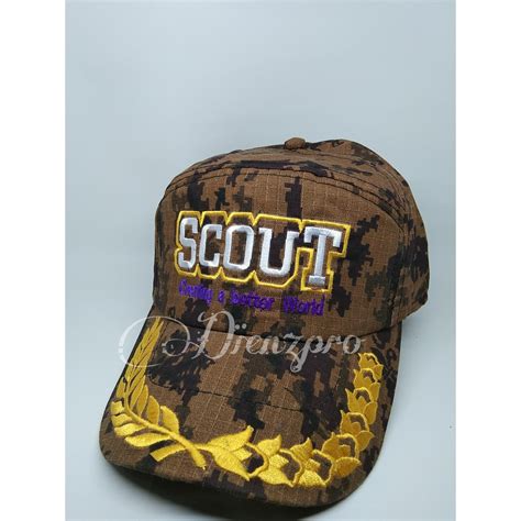 Jual D Topi Pramuka Scout Loreng Digital Bordir Termurah Cod