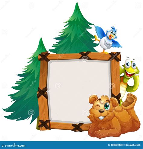 Border Template With Grizzly Bear Stock Vector Illustration Of Bear