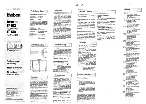 Theben TR 614 Tijdschakelklok Handleiding 2 Pagina S