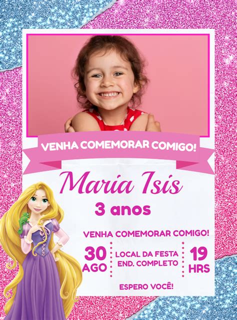 Convite Anivers Rio Rapunzel Enrolados Edite Gr Tis Nosso