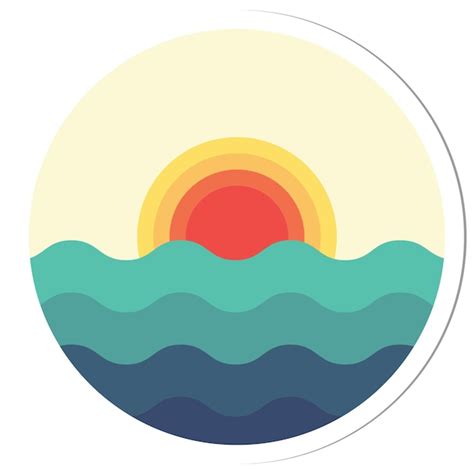 Premium Vector Retro Vintage Sunset And Ocean Sticker