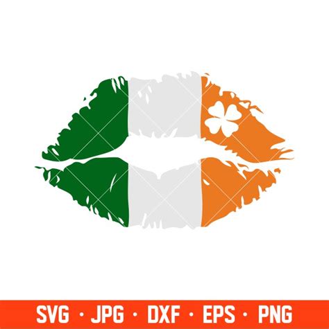 Kiss Lips Irish Flag Svg St Patricks Day Svg Lucky Svg Irish Svg