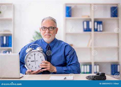 Old Male Employee In Time Management Concept Stock Photo Image Of