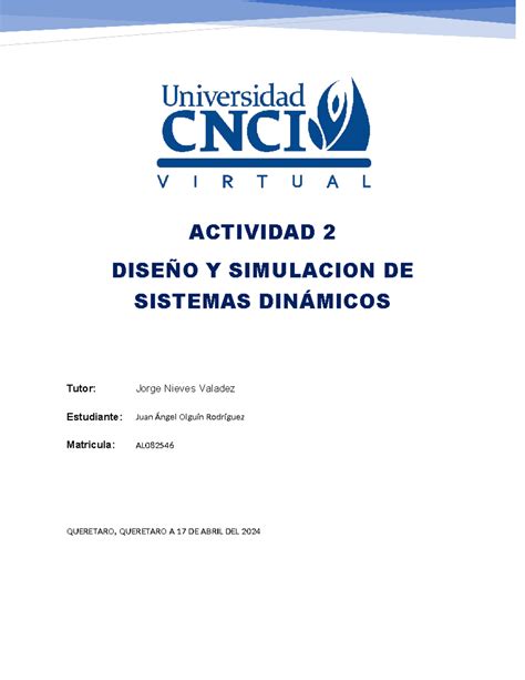 Actividad 2 Diseño y simulación de sistemas dinámicos ACTIVIDAD 2