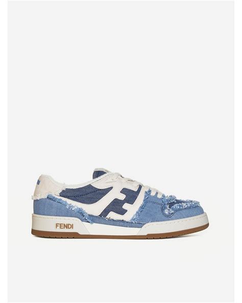 Fendi Match Logo Denim Sneakers In Blue For Men Lyst