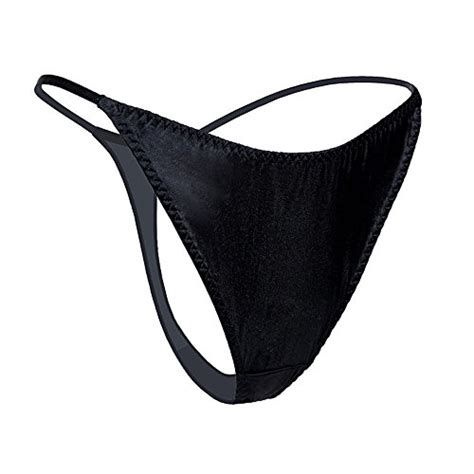 SilRiver Womens Silk Satin Panties Thong Sexy G String Thongs T Back Satin Bikini Underwear S XL