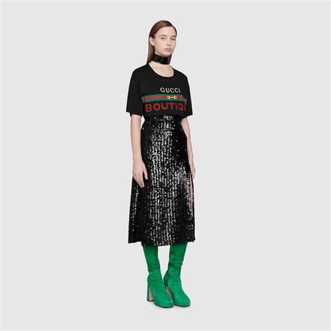 Mens Gucci Boutique Print Oversize T Shirt In Black Cotton Gucci® Us