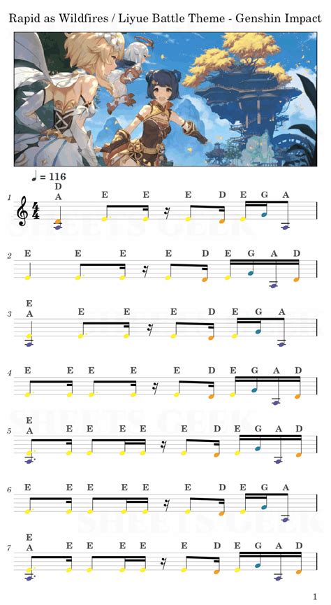 Rapid As Wildfires Liyue Battle Theme Genshin Impact Easy Sheet Music