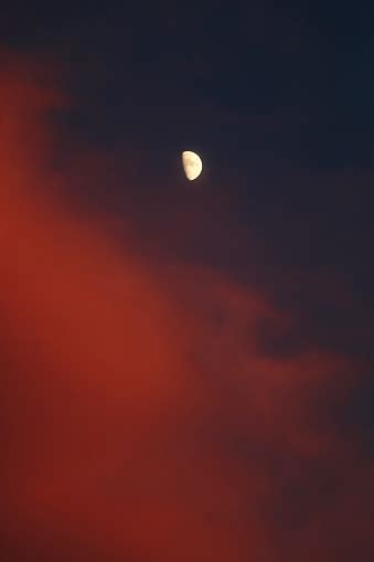 Moon And Pink Clouds Stock Photo - Download Image Now - Backgrounds ...