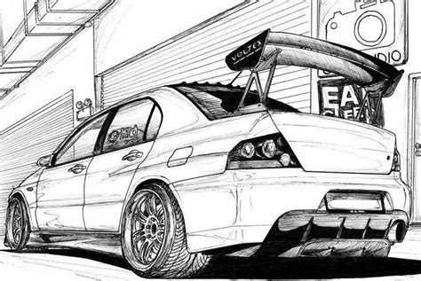 Evo sketch in 2024 | Car drawings, Cool car drawings, Cars coloring pages