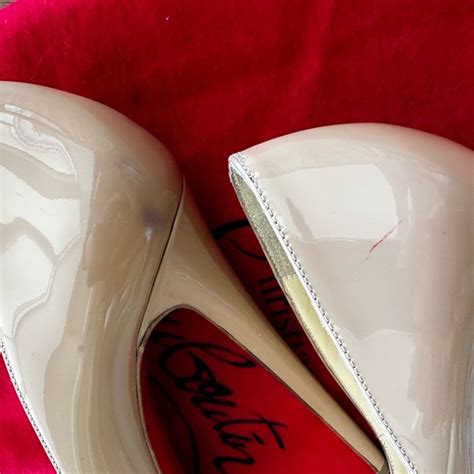 Christian Louboutin Shoes Christian Louboutin Nude Patent Lady Peep 5 Pumps Poshmark