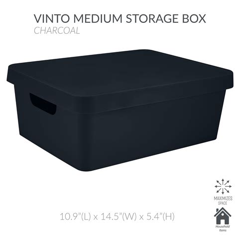 Simplify Plastic Medium Vinto Plastic Storage Box With Lid In Charcoal