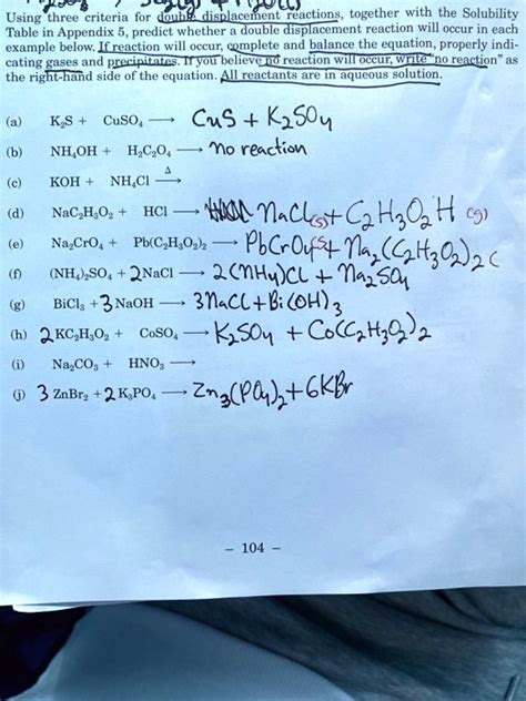 Solved Using Three Criteria For Double Displacement Reactions