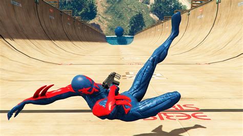 GTA 5 Spiderman 2099 Mega Ramp And Pool Jumps Epic Fails And Epic