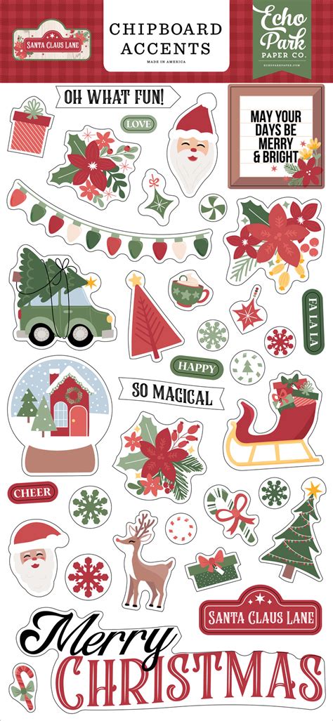 Santa Claus Lane 6x13 Chipboard Accents Echo Park Paper Co