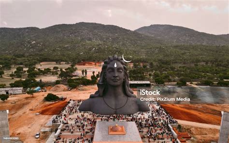 Aerial View Of Adiyogi Huge Statue In Bangalore India Stock Photo