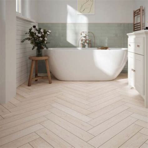 Herringbone Birch Wood Effect Tiles Wood Floor Bathroom Herringbone