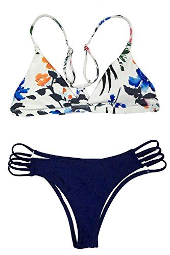 Cupshe Fashion Women S Colorful Floral Printing Strappy Padding Bikini