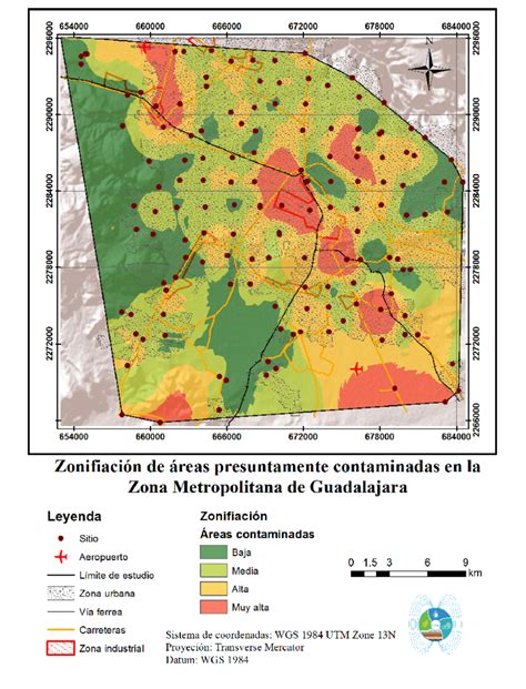 Mapa de zonificación para identificar áreas presuntamente contaminadas