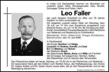 Traueranzeigen Von Leo Faller Trauer Bz