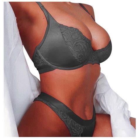 YHGFVOKJ Lingerie For Women Sexy And Fun Solid V Neck Underwear Three Point Bra Lingerie Sets