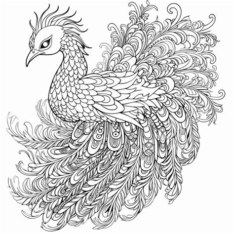 Premium Vector Peacock Cartoon Bird For Coloring Page Black And White Coloring Book Or Page