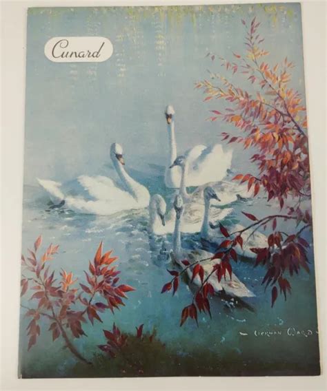 Vintage Cunard Cruise Line Menu Swan Cover By Vernon Ward