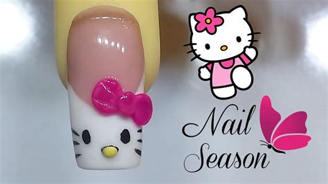 French Nails Hello Kitty Tutorial Sculpted Acrylic Nail Art 2016 Youtube