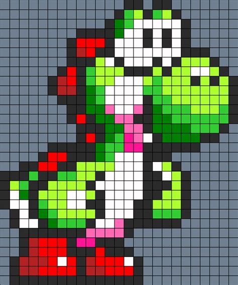 Yoshi Mario Pixel Art Grid